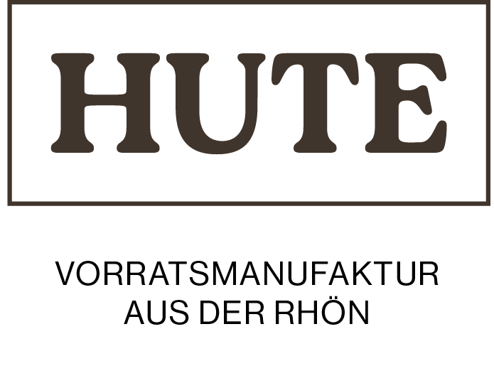 HUTE Logo: Wortmarke im geometrischen Rahmen