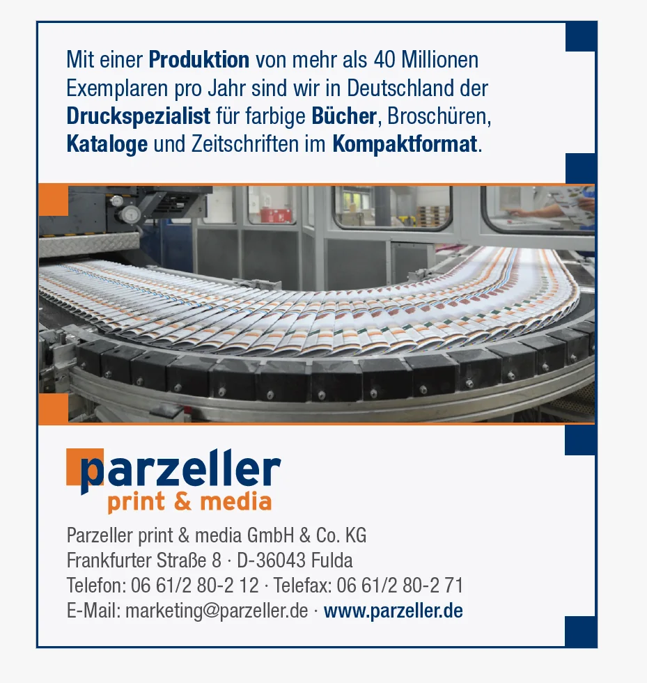 Anzeige unter Parzeller print & media, altes Corporate Design