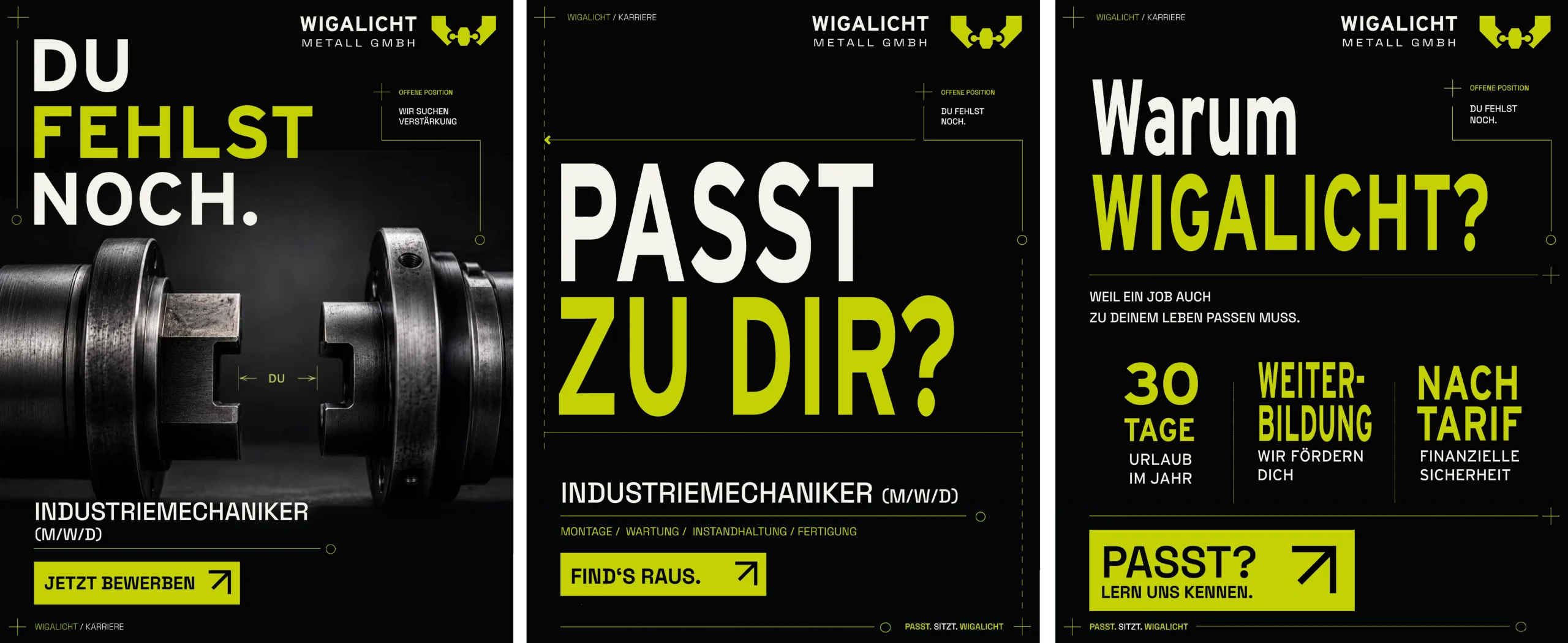 WIGALICHT Social-Media-Set: drei aufeinander aufbauende Instagram-Posts